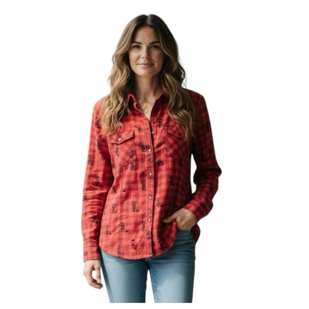 Barn Fly Trading western boot cowgirl long sleeve shirt